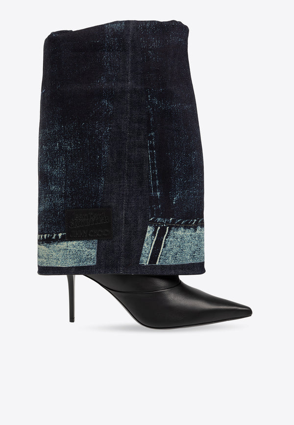 Jimmy Choo X Jean Paul Gaultier 90 Over-the-Knee Denim Boots Blue JCXJPG CUFF OTK NAJ-BLACK DENIM