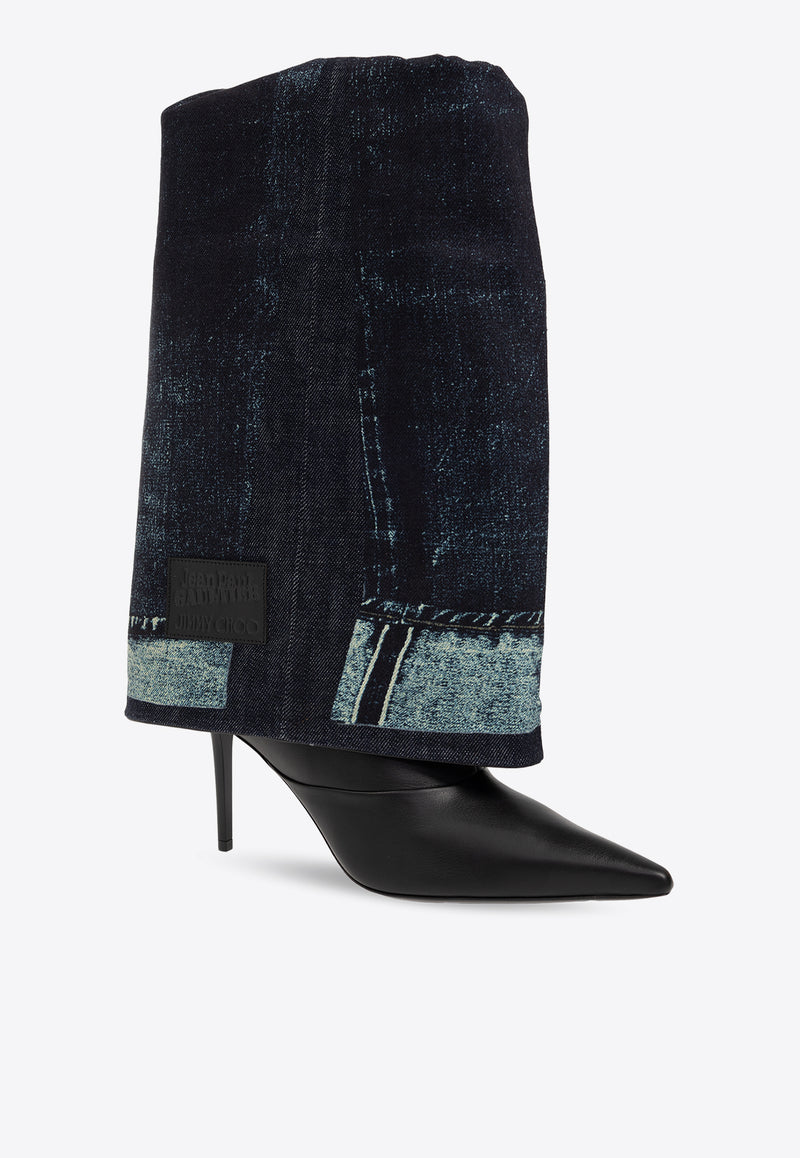 Jimmy Choo X Jean Paul Gaultier 90 Over-the-Knee Denim Boots Blue JCXJPG CUFF OTK NAJ-BLACK DENIM