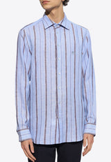 Etro Pegaso Long-Sleeved Stripe Shirt Light Blue MRIB0002 99TR314-S8451