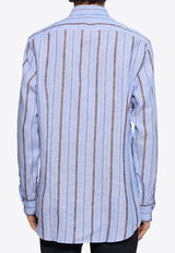 Etro Pegaso Long-Sleeved Stripe Shirt Light Blue MRIB0002 99TR314-S8451