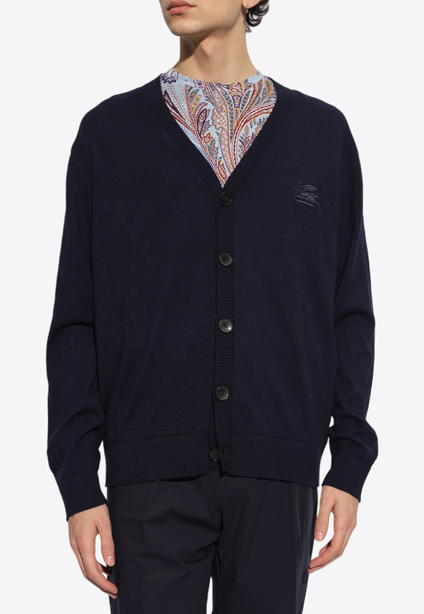 Etro Pegaso Embroidered Cardigan Navy MRKF0017 AC028-B0387