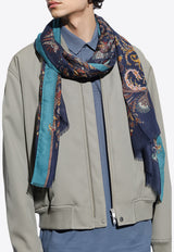 Etro Paisley Print Frayed Scarf Navy MATA0007 AV222-X0883