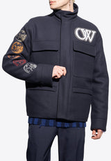 Off-White Moon Phase Varsity Padded Jacket Navy OMEA399F23 FAB001-4701