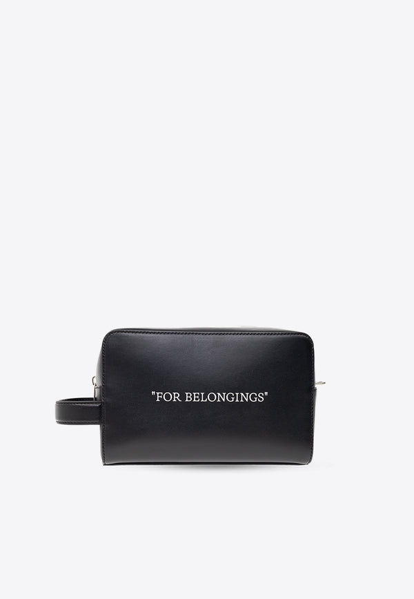 Off-White Quote Bookish Calf Leather Pouch Bag Black OMNS028F23 LEA001-1001