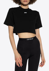 Off-White Logo Stamped Cropped T-shirt Black OWAA081F23 JER001-1001