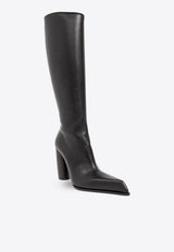 Off-White 100 Pointed-Toe Leather Knee-High Boots Black OWIE042F23 LEA001-1010