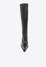 Off-White 100 Pointed-Toe Leather Knee-High Boots Black OWIE042F23 LEA001-1010