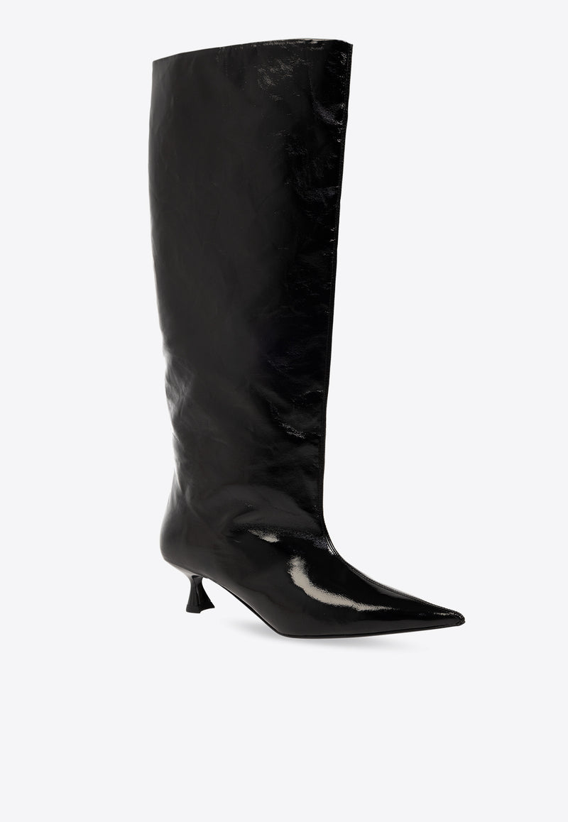 GANNI Glossy 50 Knee-Length Boots Black S2213 4909-099