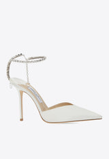 Jimmy Choo Saeda 100 Satin Pumps Ivory SAEDA 100 BBD-IVORY CRYSTAL