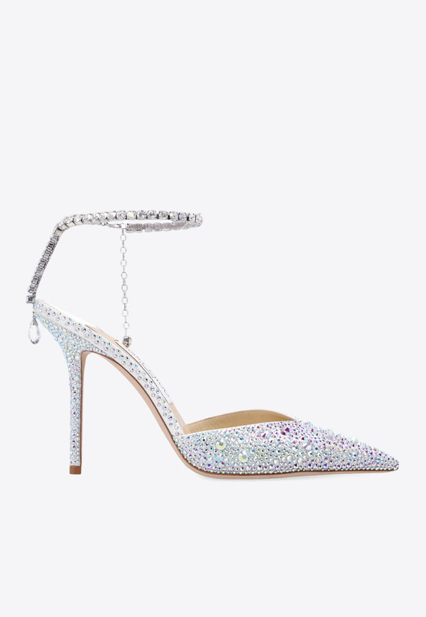 Jimmy Choo Saeda 100 Crystal Embellished Pumps Ivory SAEDA 100 BAM-IVORY CRYSTAL