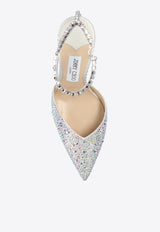 Jimmy Choo Saeda 100 Crystal Embellished Pumps Ivory SAEDA 100 BAM-IVORY CRYSTAL