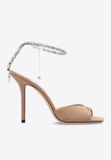 Jimmy Choo Saeda 100 Crystal Embellished Suede Sandals Ballet Pink SAEDA SANDAL 100 EWA-BALLET PINK CRYSTAL