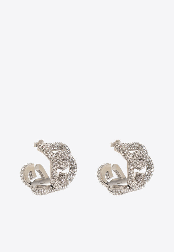 Dolce & Gabbana DG Logo Crystal Embellished Earrings Silver WEP8S3 W1111-87655