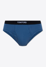 Tom Ford Logo Waistband Briefs Blue T4LC11040 0-434