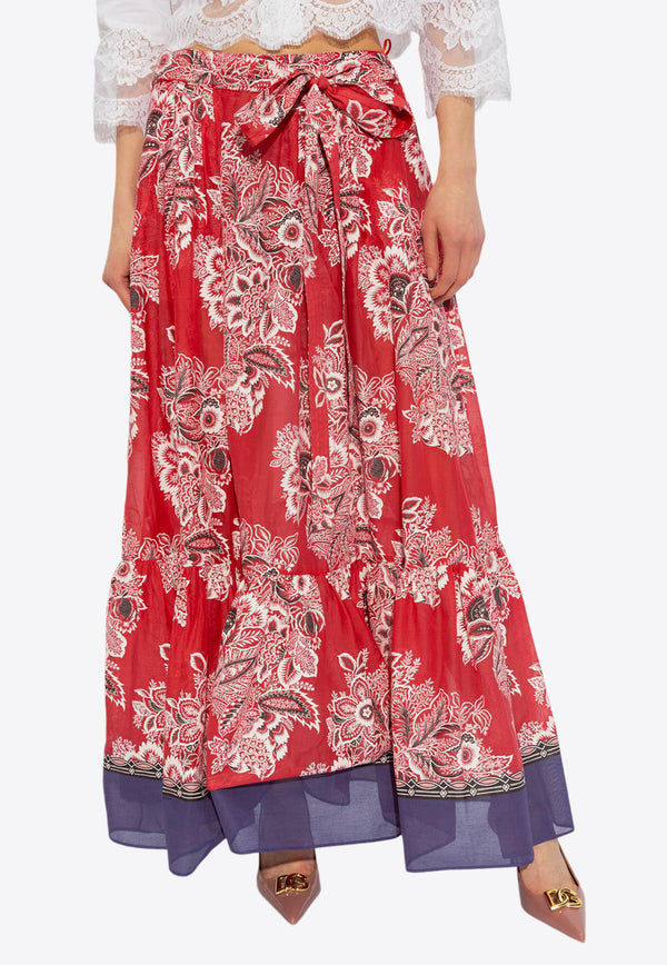 Etro Floral Print Maxi Skirt Red WRFA0016 99SPE46-X0860