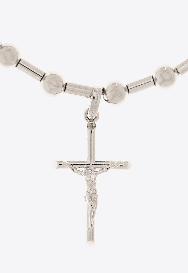 Dolce & Gabbana DNA Crucifix Beaded Bracelet Silver WBQ1D2 W1111-87655