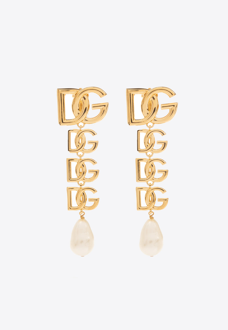 Dolce & Gabbana DG Logo Pearl Earrings Gold WEN6P5 W1111-ZOO00