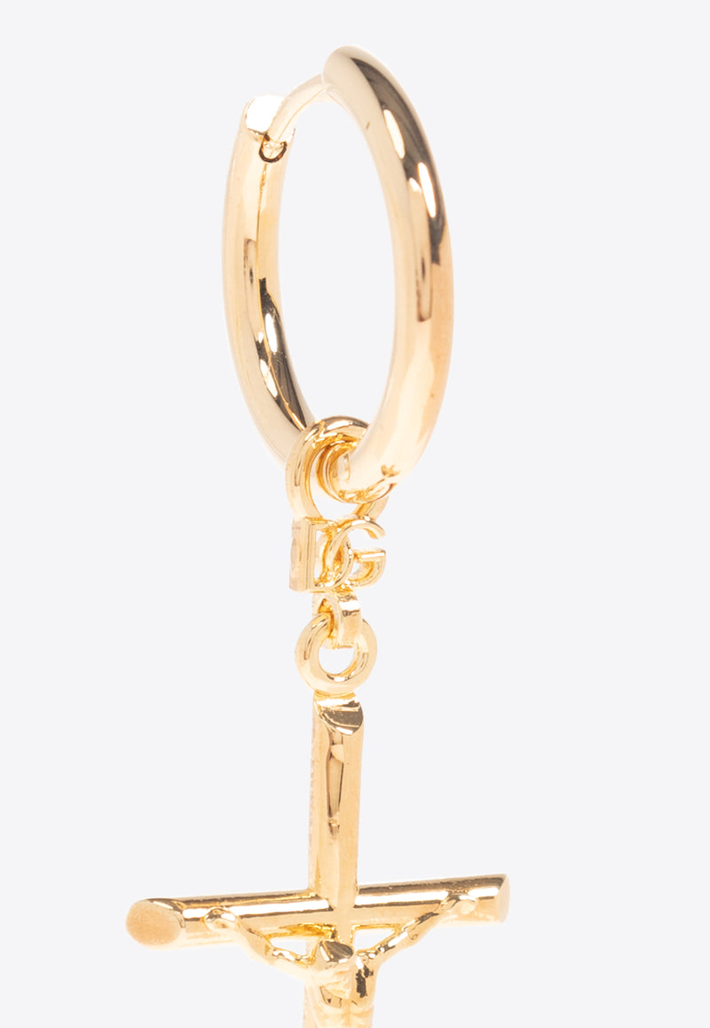 Dolce & Gabbana Crucifix Single Hoop Earring Gold WEQ1D1 W1111-ZOO00