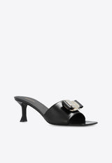 Salvatore Ferragamo Zelie 55 Vara Plate Leather Sandals Black 01H171 ZELIE 768714-NERO