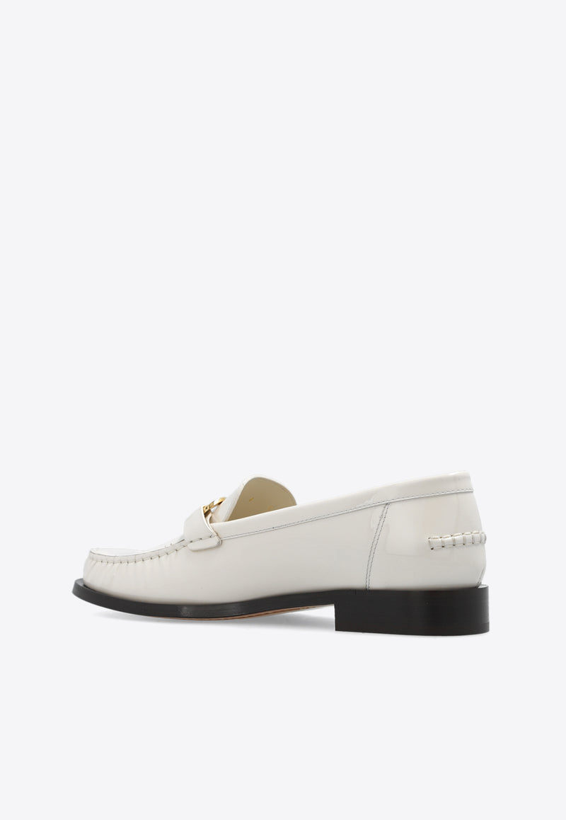 Salvatore Ferragamo Maryan Gancini Leather Loafers Cream 01H443 MARYAN 769303-MASCARPONE