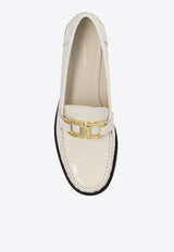 Salvatore Ferragamo Maryan Gancini Leather Loafers Cream 01H443 MARYAN 769303-MASCARPONE