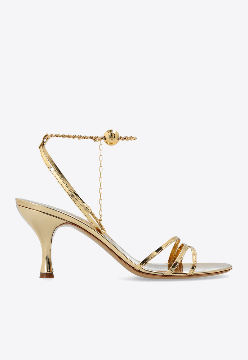 Salvatore Ferragamo Dennis 70 Metallic Leather Sandals Gold 01H441 DENISE 70 770563-GOLD LUX