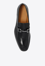 Salvatore Ferragamo Finley Gancini Leather Loafers Black 021666 FINLEY 763346-NERO