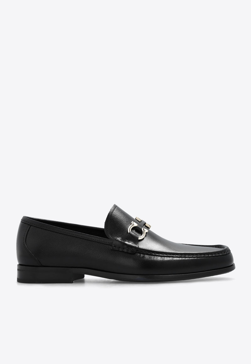 Salvatore Ferragamo Grandios Gancini Leather Loafers Black 029457 GRANDIOSO2 769880-NERO NERO