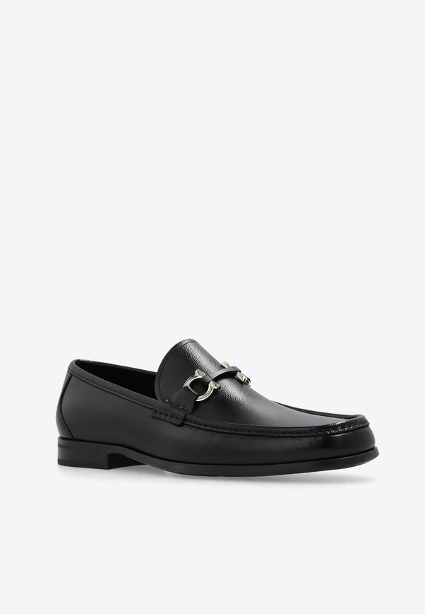 Salvatore Ferragamo Grandios Gancini Leather Loafers Black 029457 GRANDIOSO2 769880-NERO NERO