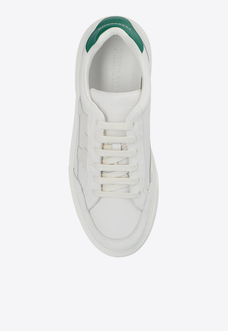 Salvatore Ferragamo Cassina Leather and Suede Sneakers White 023588 CASSINA GANC 769881-BIANCO OTTICO