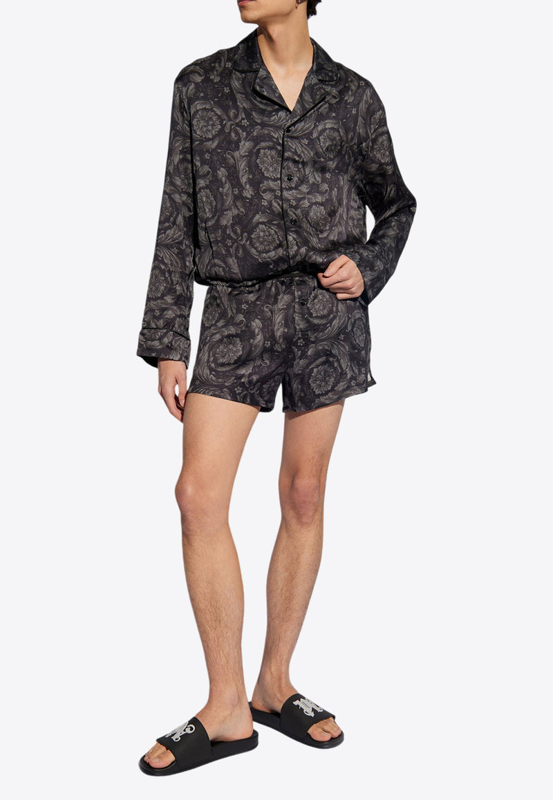 Versace Barocco Print Satin Shorts  Black 1000948 1A09263-5B050