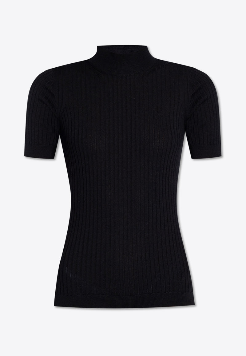 Versace High-Neck Wool Knit Top Black 1011345 1A10013-1B000