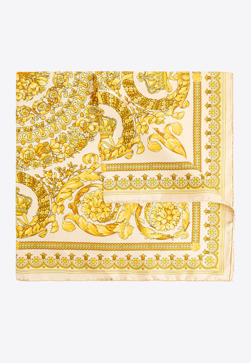 Versace Barocco Print Silk Square Scarf Yellow 1001600 1A04577-5K410