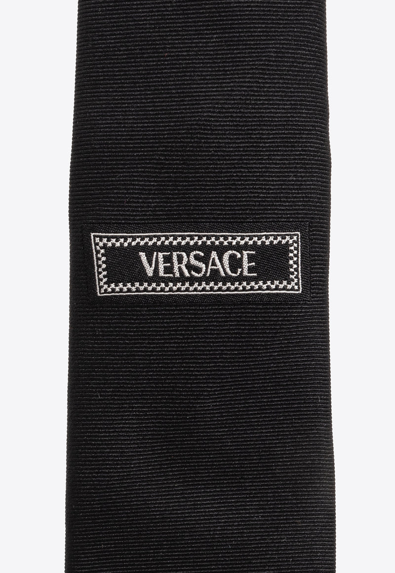 Versace 90s Vintage Logo Silk Tie Black 1007310 1A09997-2B020