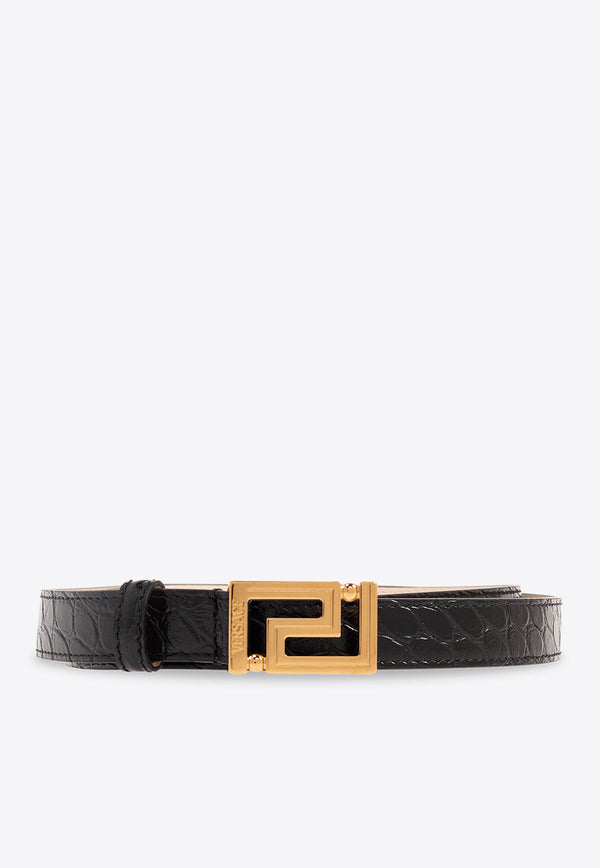 Versace Greca Buckle Leather Belt Black 1011316 1A08724-1B00V