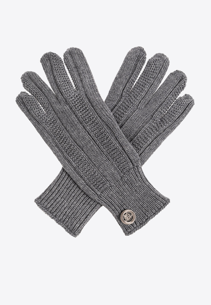 Versace Medusa Plaque Wool Gloves Gray 1014178 1A09351-1E510