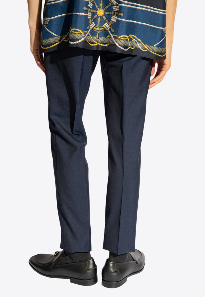 Versace Tailored Pleated Wool Pants Navy 1014057 1A07454-1U720