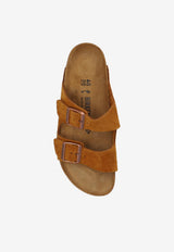 Birkenstock Arizona Suede Double-Buckle Slides  Brown 1027082 0-MINK