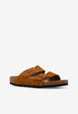Birkenstock Arizona Suede Buckled-Straps Slides  Brown 1027162 0-MINK