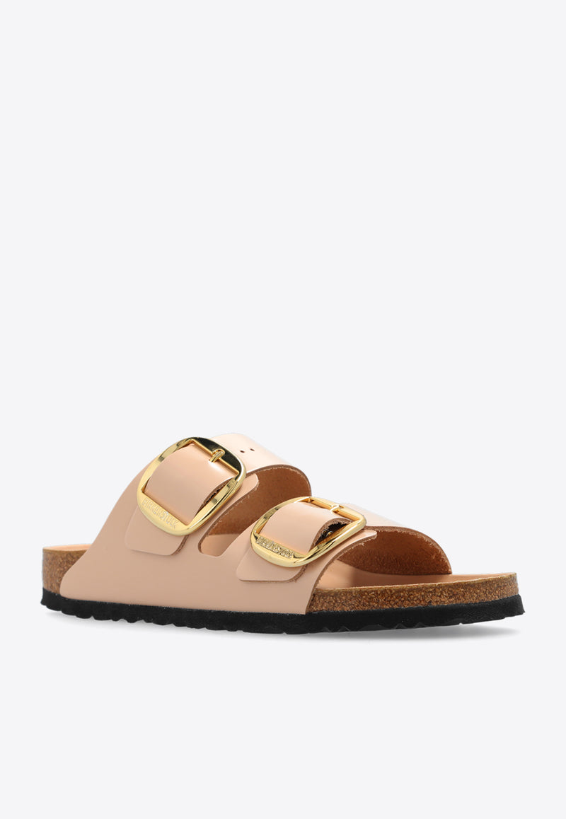 Birkenstock Arizona Big-Buckle Leather Slides Beige 1026553 0-HIGH SHINE NEW BEIGE