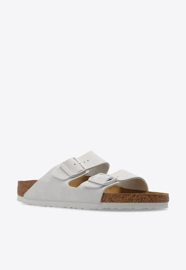 Birkenstock Arizona Double-Buckle Suede Slides Cream 1026842 0-ANTIQUE WHITE