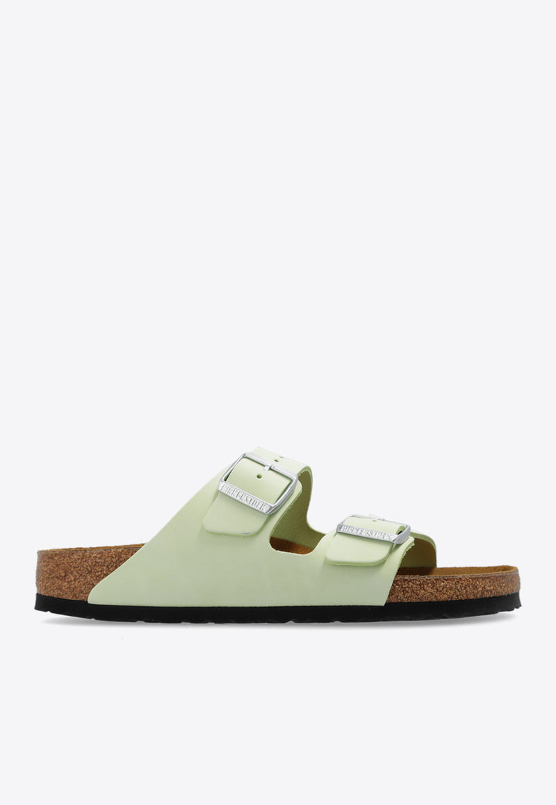 Birkenstock Arizona Double-Buckle Leather Slides Green 1026710 0-FADED LIME