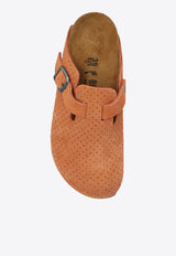 Birkenstock Boston Perforated Suede Mules Orange 1027118 0-BURNT ORANGE