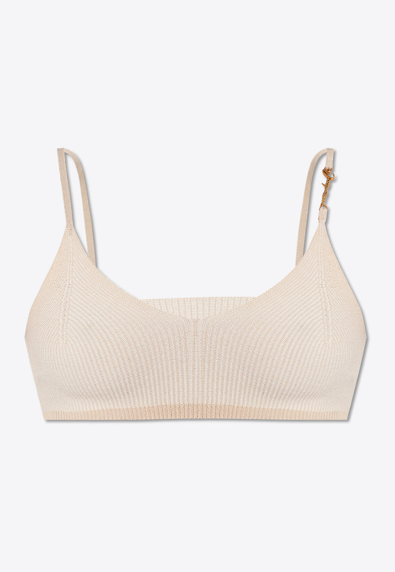 Jacquemus Pralu Logo Embellished Bralette Top Cream 231KN502 2060-130