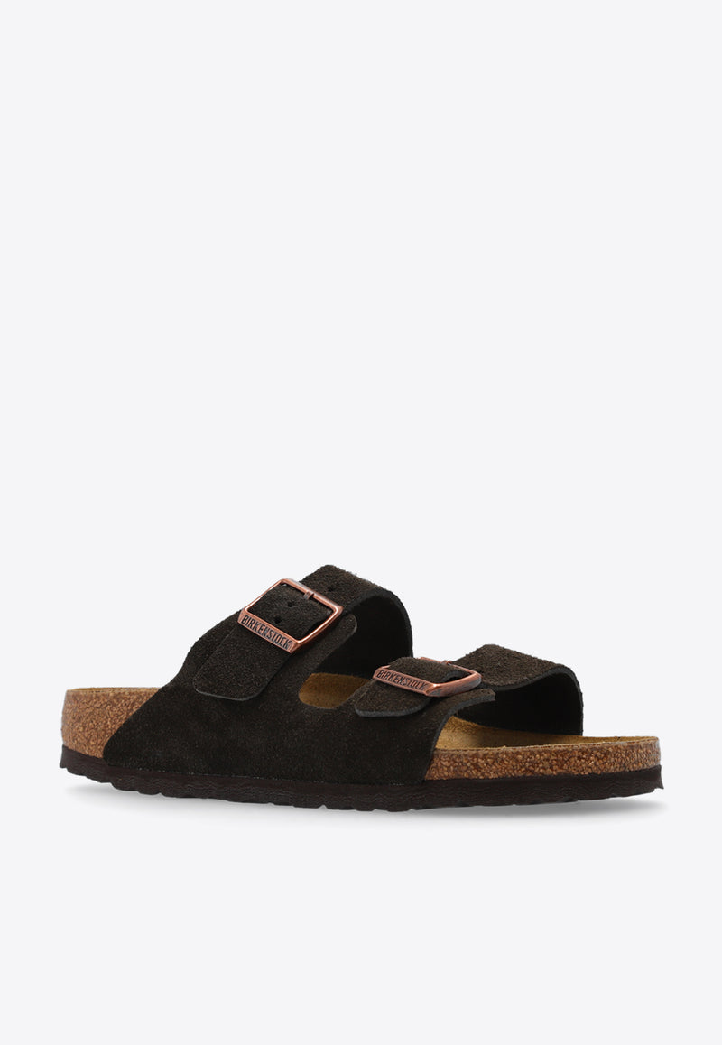 Birkenstock Arizona Double-Buckle Birko Slides Brown 1027083 0-MOCCA