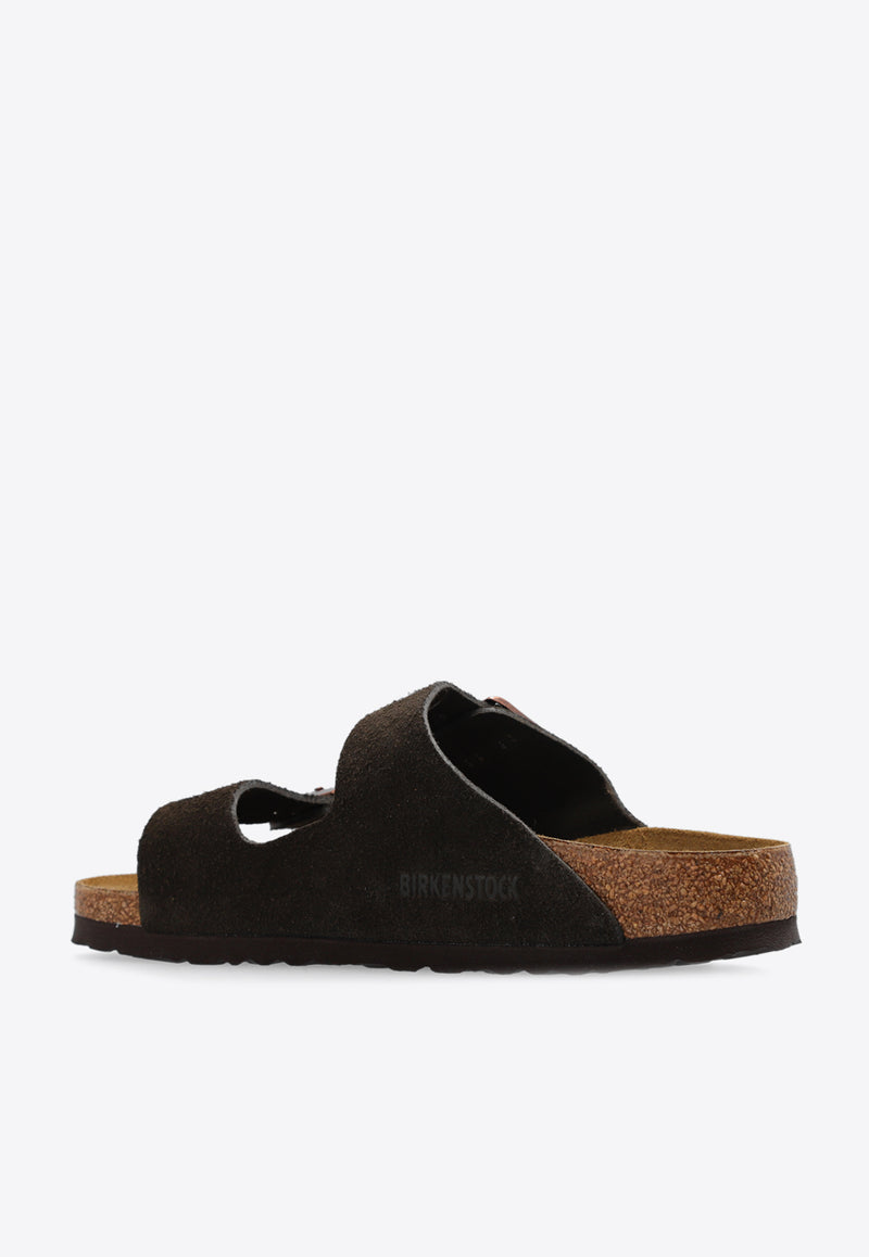 Birkenstock Arizona Double-Buckle Birko Slides Brown 1027083 0-MOCCA