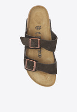 Birkenstock Arizona Double-Buckle Birko Slides Brown 1027083 0-MOCCA