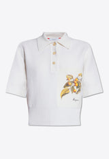 Salvatore Ferragamo Printed Cashmere Polo T-shirt Cream 112661 E 771155-OPTIC WHITE