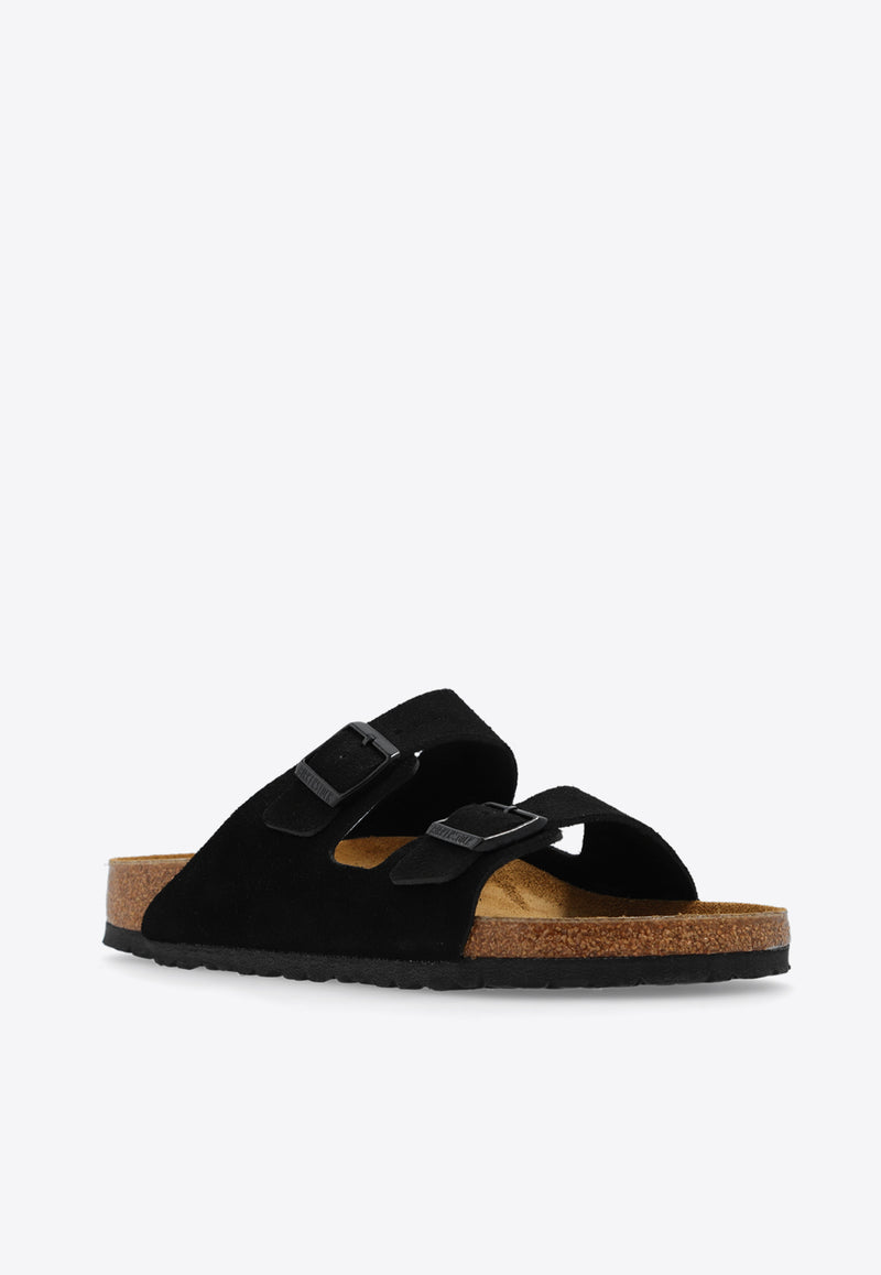 Birkenstock Arizona Double-Buckle Suede Slides Black 1027152 0-BLACK