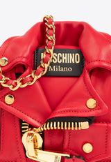 Moschino Small Leather Biker Shoulder Bag Red 2417 A7555 8002-0116